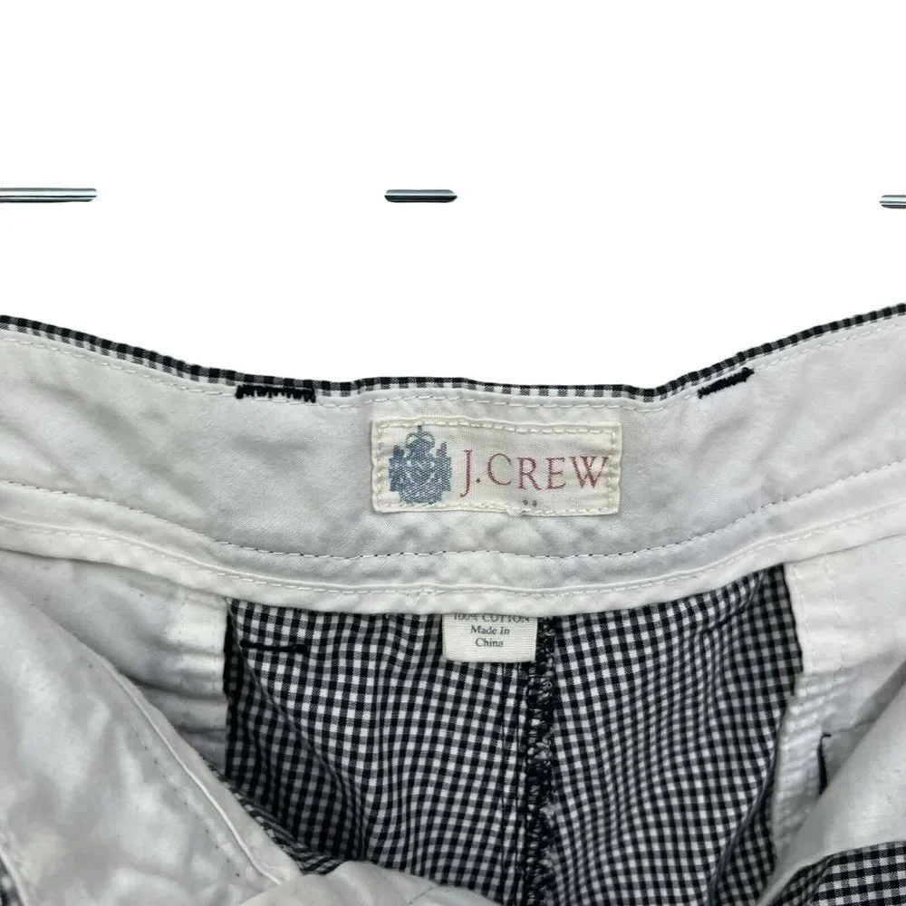 J. Crew Mens Bermuda Shorts Checkered Slash Pockets Black White Size W32*
